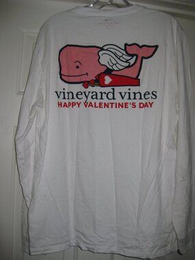 White Long Sleeve Vineyard Vines Valentine's Day Shirt Size Medium